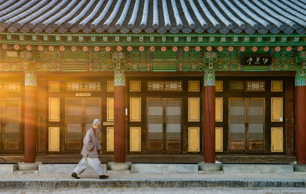 Korean Buddhist temple with proper dress code