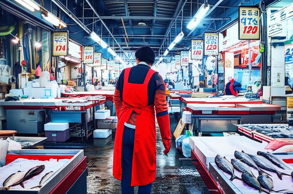 Fresh seafood at Jagalchi Fish Market in Busan