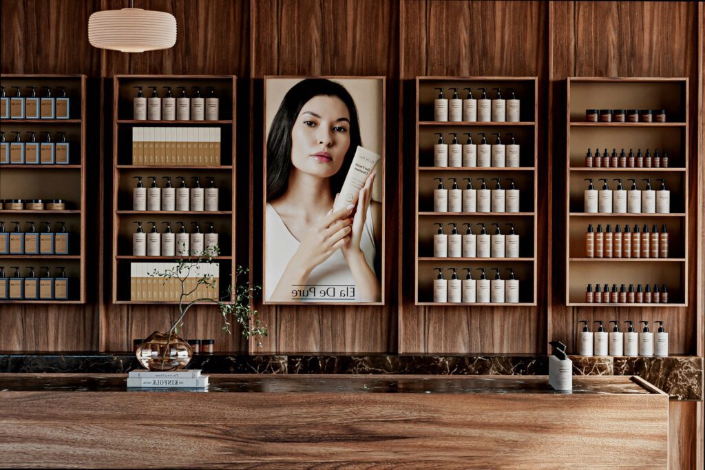 Modern beauty store interior in Gangnam Seoul