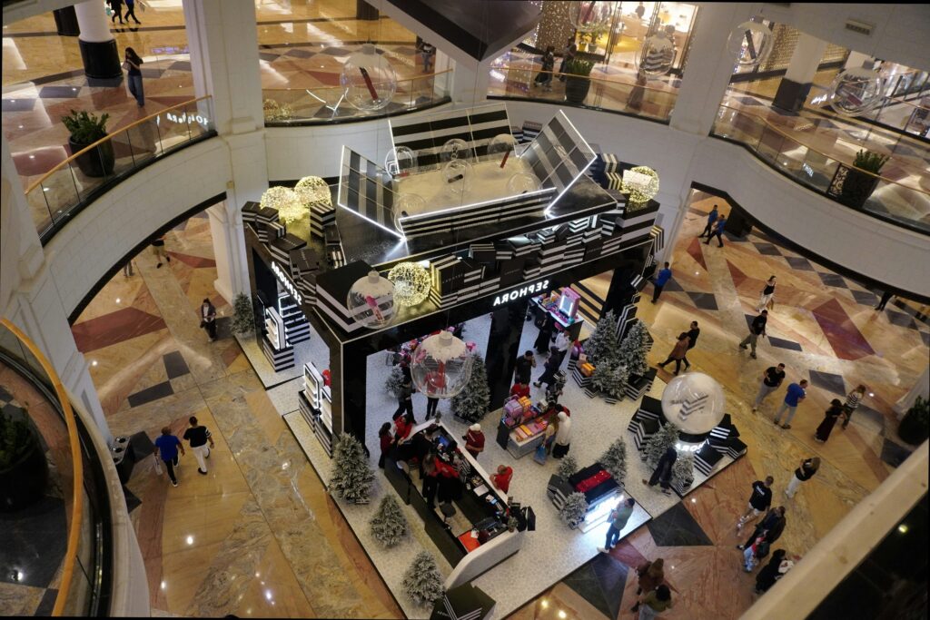 Myeongdong shopping street with K-beauty stores