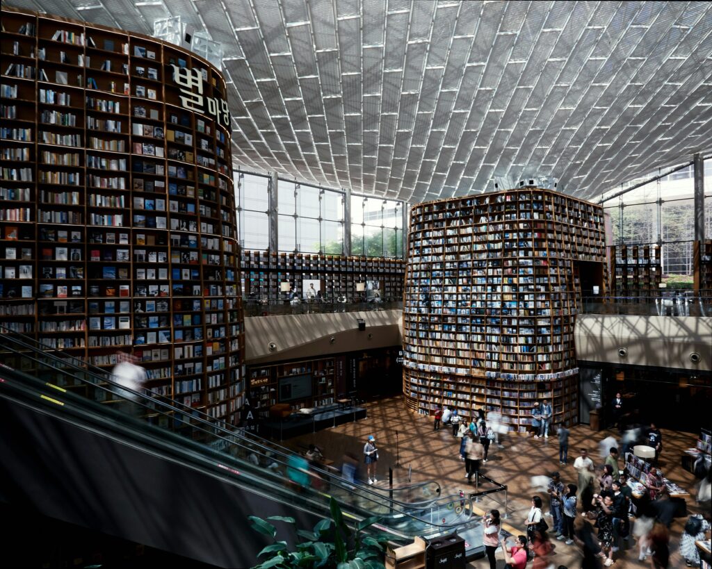 Starfield Library inside COEX Mall Gangnam with towering bookshelves