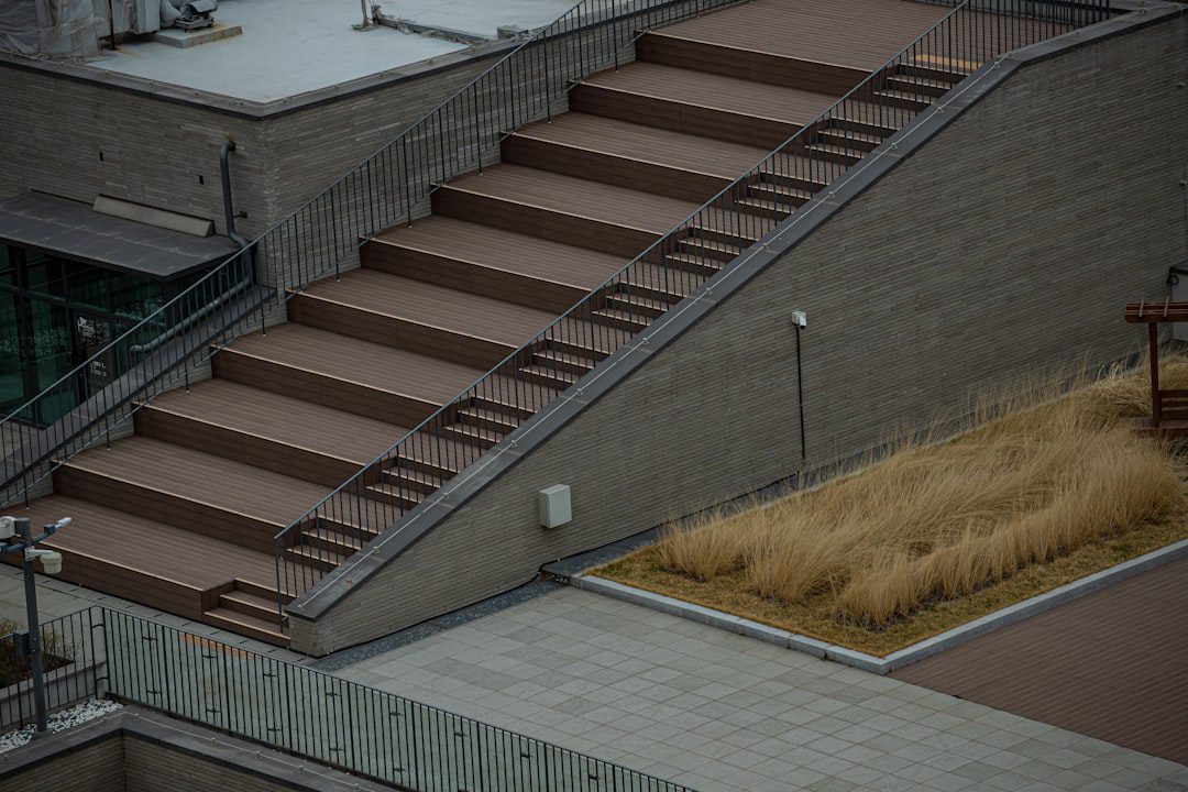 a set of stairs leading up to a building